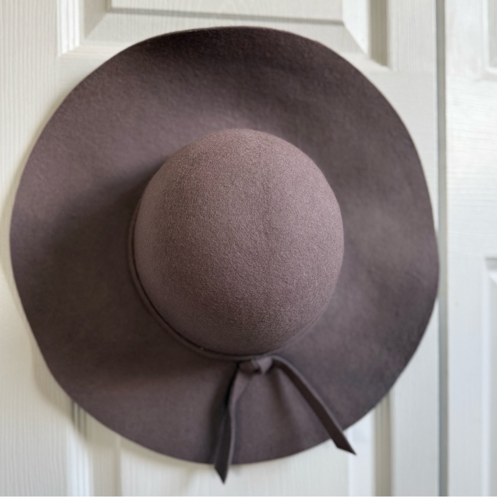 Source Unknown Taupe Wide-Brim Wool Felt Hat